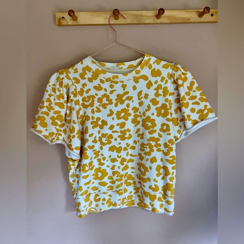 MOTHER Yellow/White Floral Short Sleeve Sweatshirt